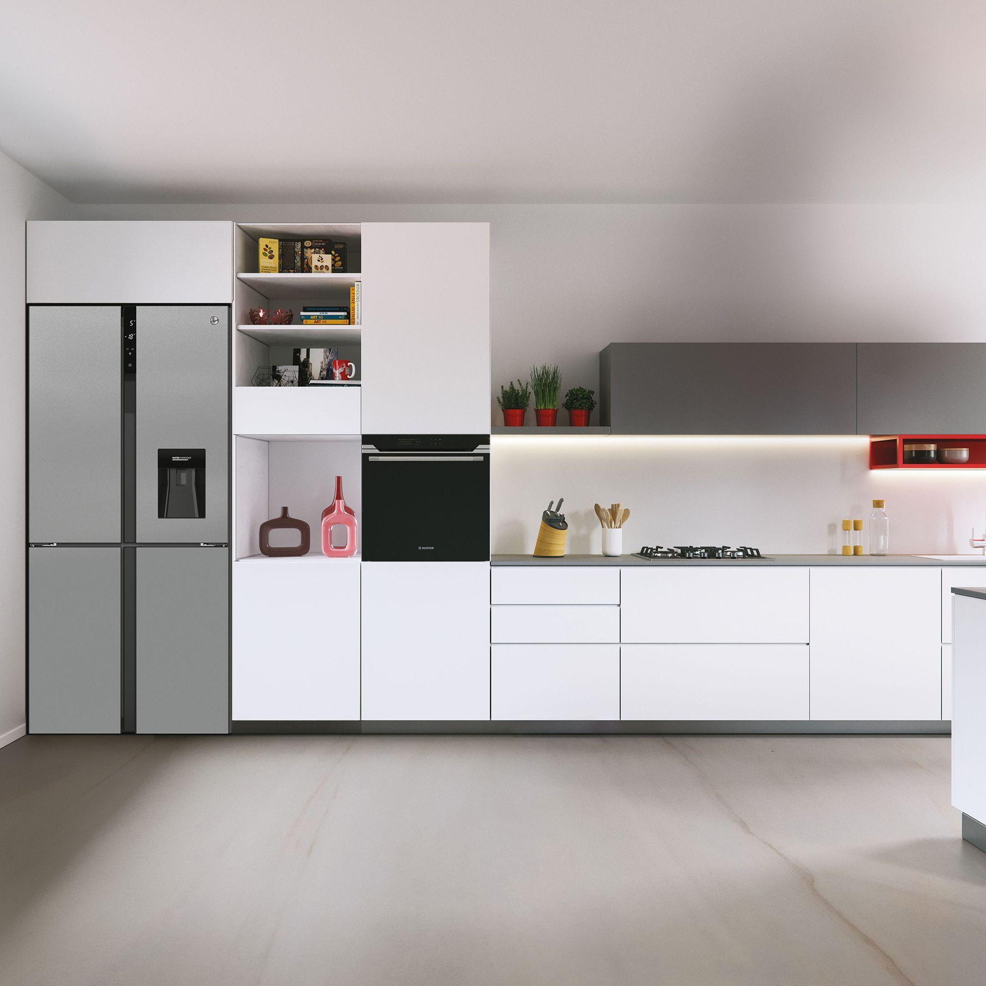 Hoover HSC818FXWDK 70:30 American style Freestanding Frost free Fridge freezer - Silver effect