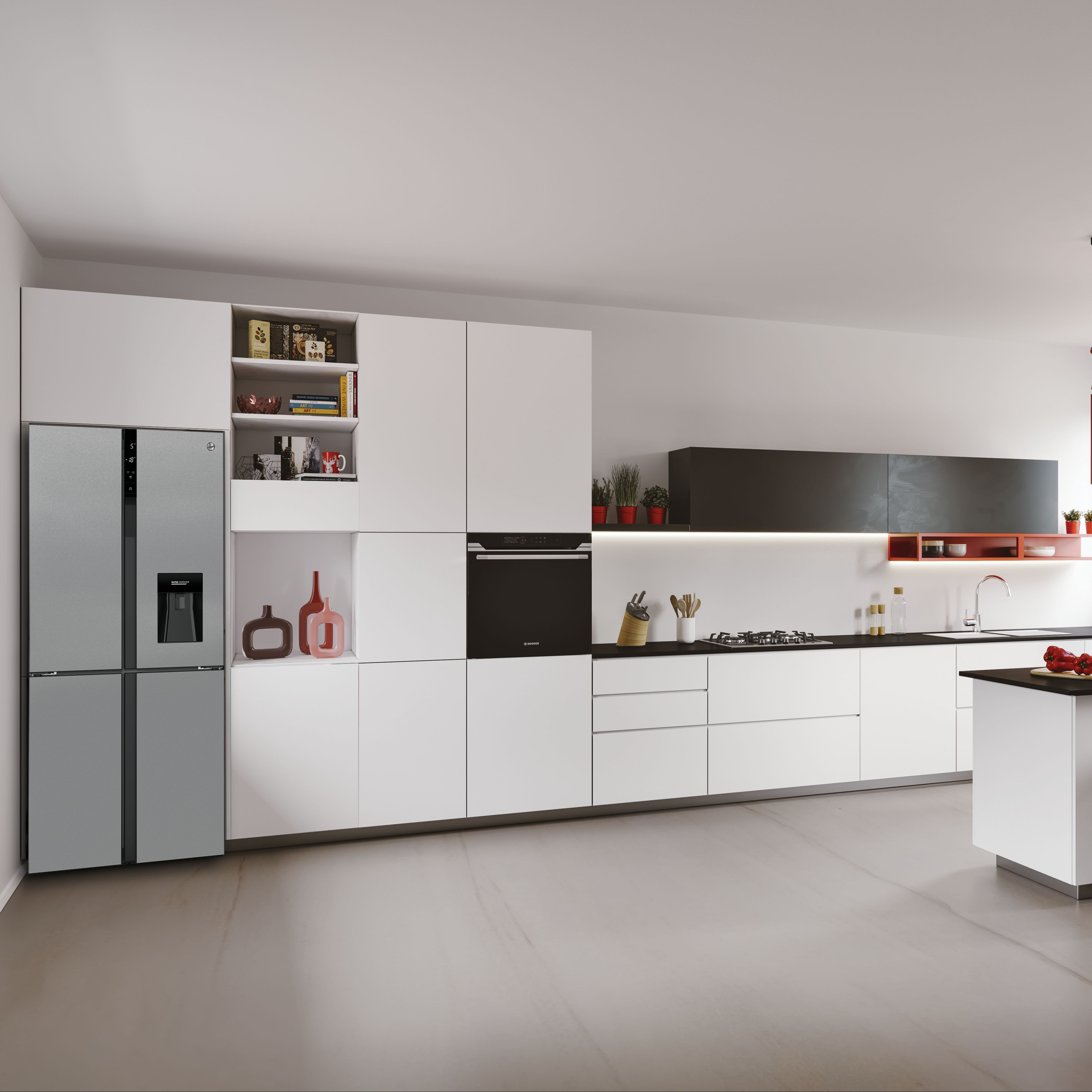 Hoover HSC818FXWDK 70:30 American style Freestanding Frost free Fridge freezer - Silver effect