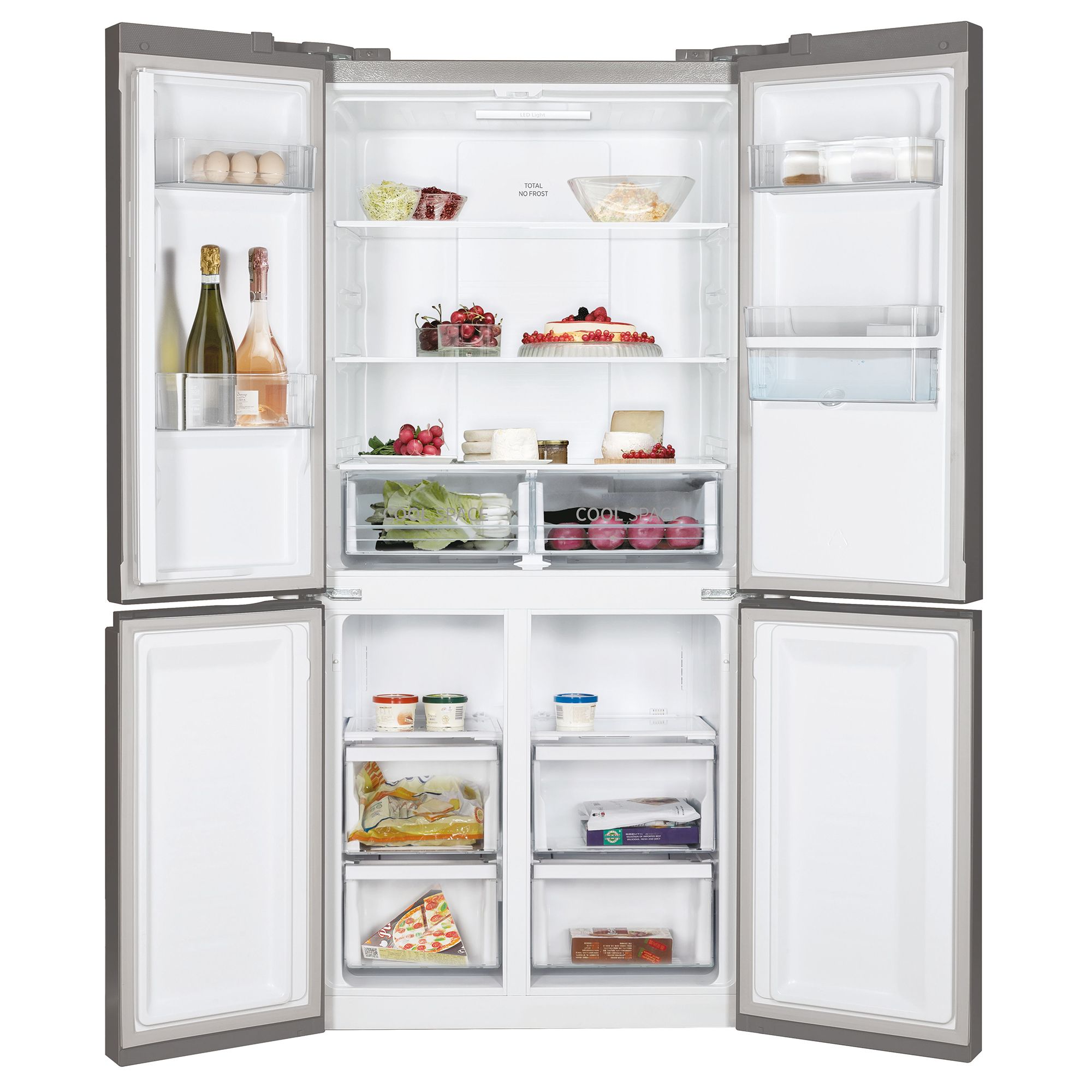 Hoover HSC818FXWDK 70:30 American style Freestanding Frost free Fridge freezer - Silver effect