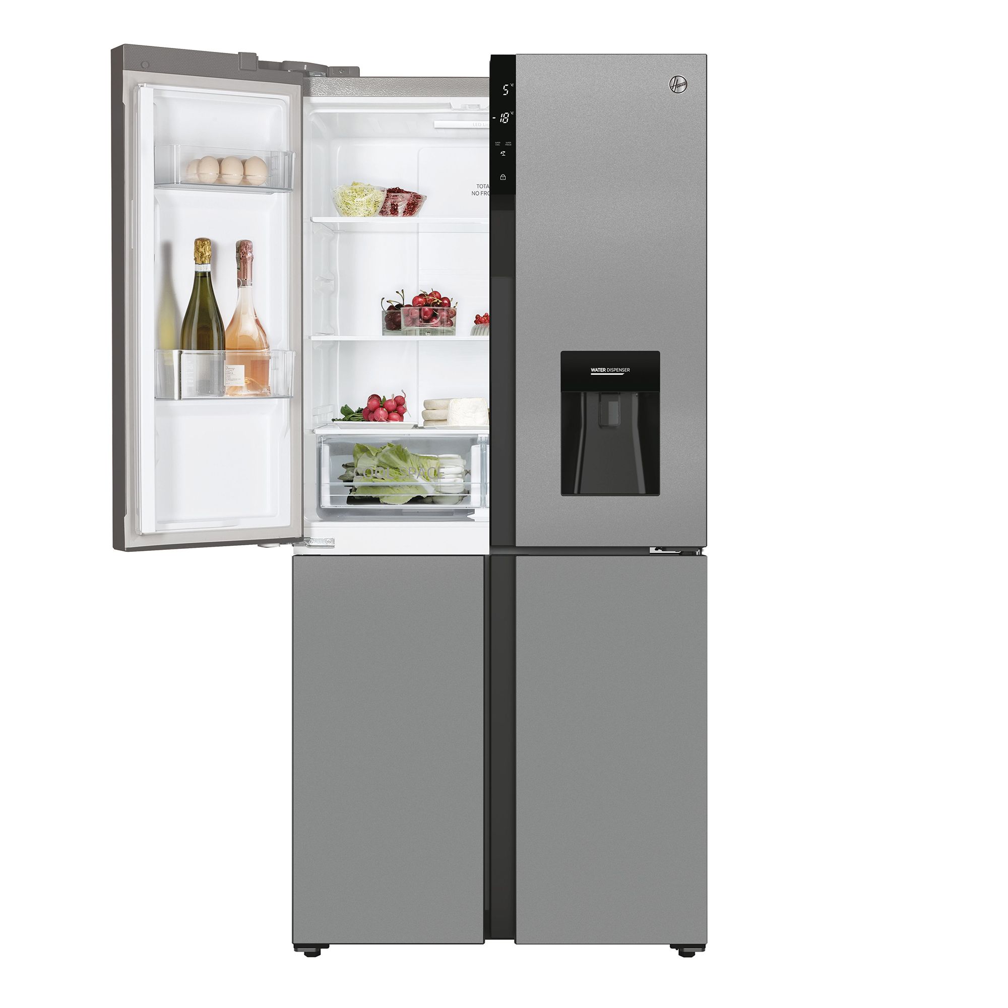 Hoover HSC818FXWDK 70:30 American style Freestanding Frost free Fridge freezer - Silver effect