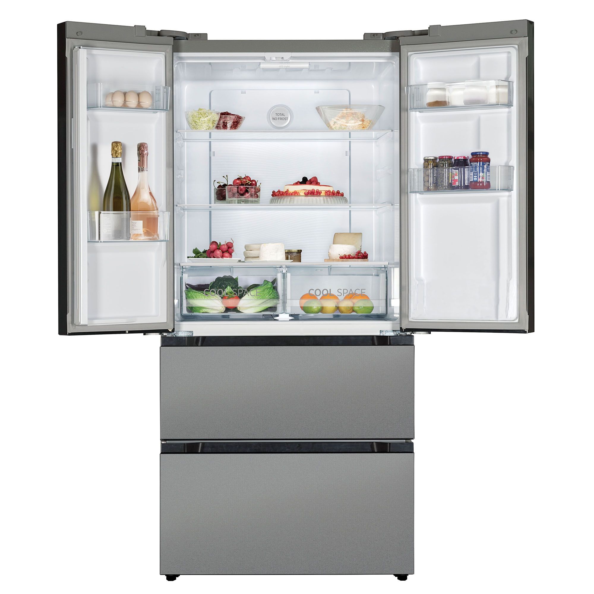 Hoover HSF818FXK 70:30 American style Freestanding Frost free Fridge freezer - Silver effect