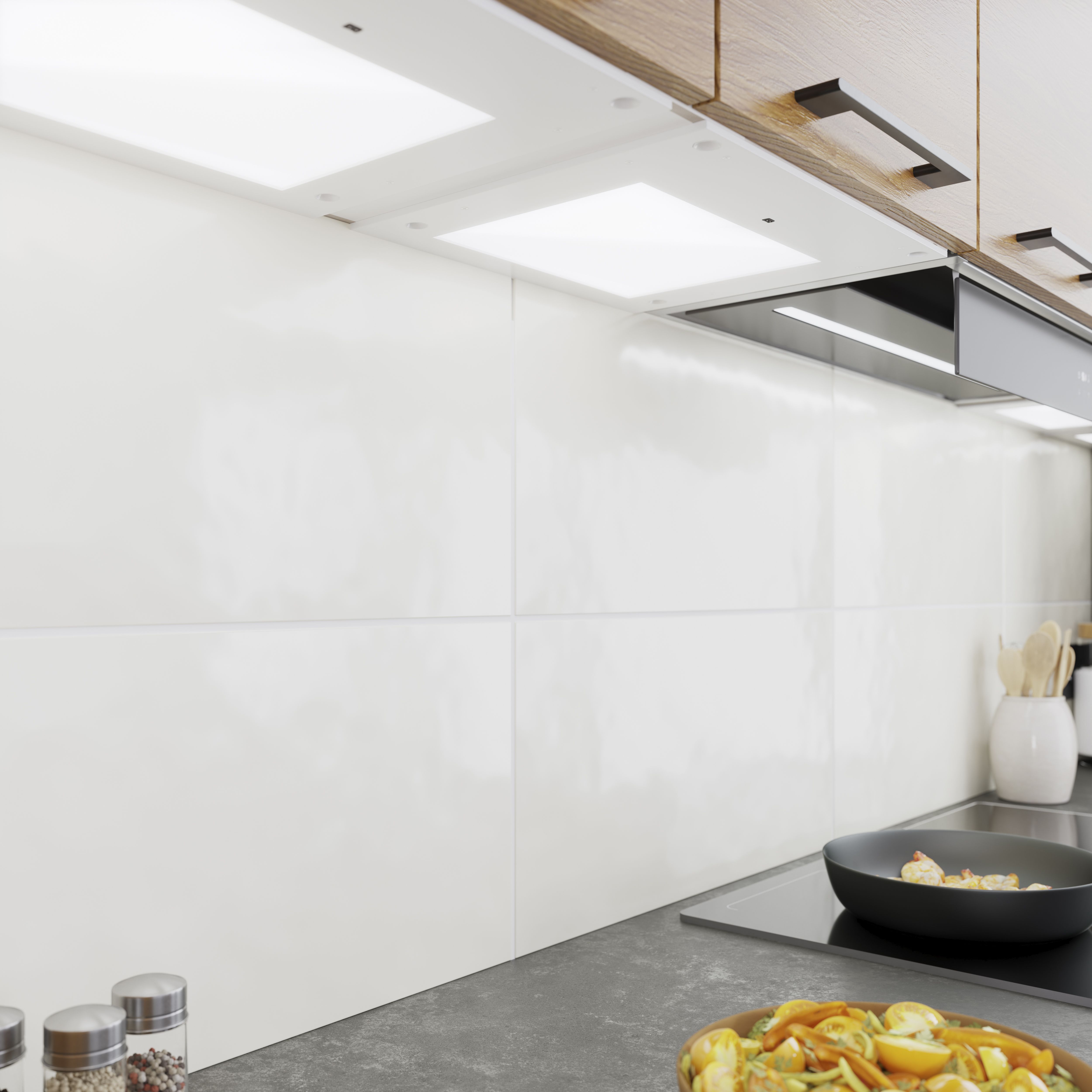 Hopi White Gloss Ceramic Indoor Wall tile, Pack of 7, (L)598mm (W)298mm