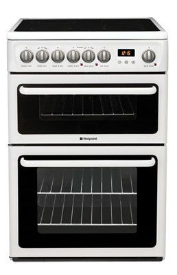 Hotpoint HAE60P S 60cm Double Electric Cooker with Ceramic Hob White
