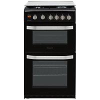 Hotpoint HD5G00CCBK/UK 50cm Double Gas Cooker with Gas Hob - Black