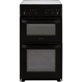 Hotpoint HD5V92KCB_BK 50cm Double Electric Cooker with Ceramic Hob - Black