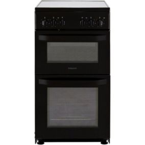 Hotpoint HD5V92KCB_BK 50cm Double Electric fan Cooker with Ceramic Hob - Black