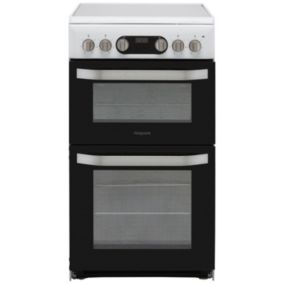 Hotpoint HD5V93CCW/UK_WH 50cm Double Electric Cooker with Ceramic Hob - White
