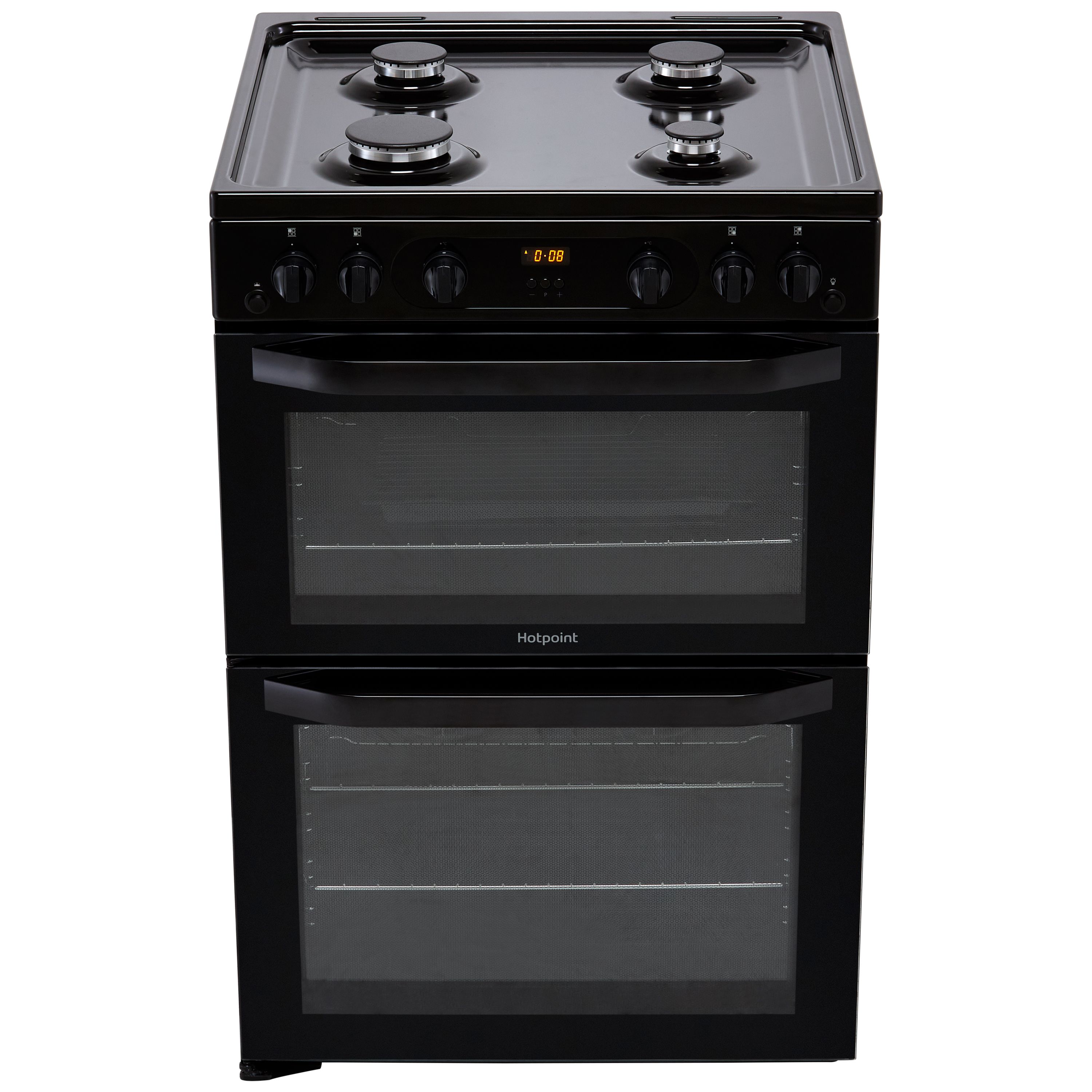 Hotpoint HDM67G0CCW/UK_WH 60cm Double Gas Cooker with Gas Hob - Black