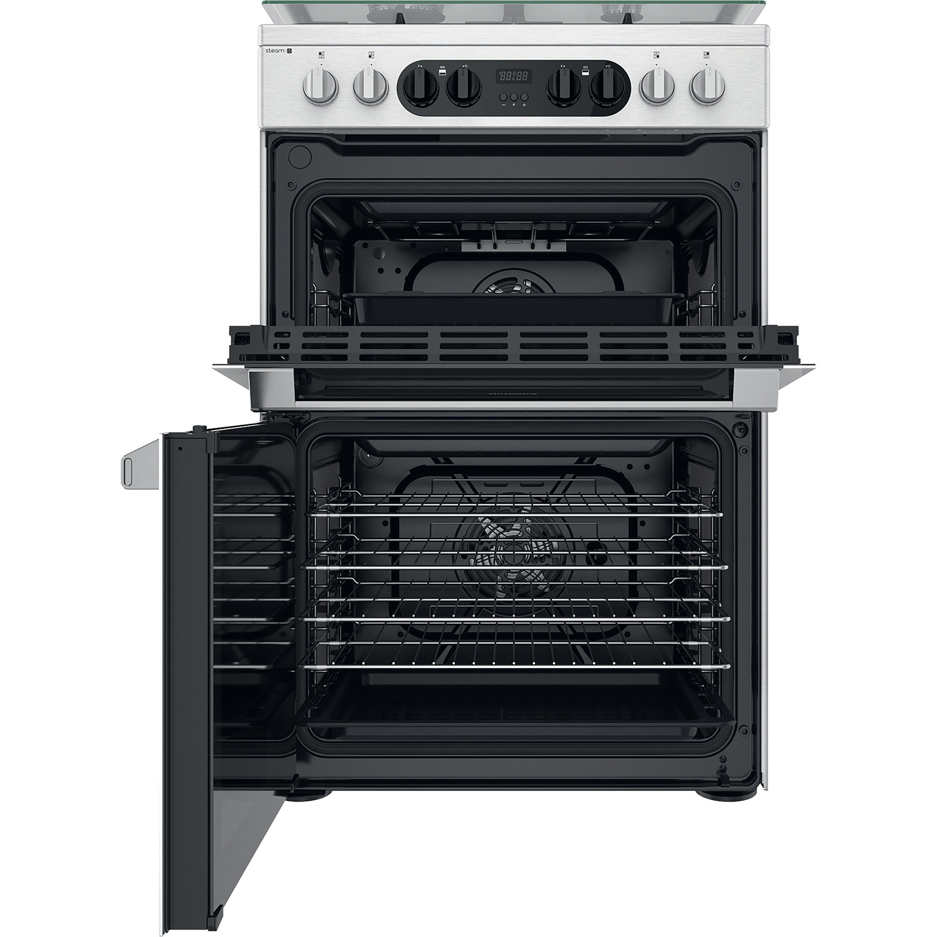 Hotpoint HDM67G8C2CX/UK_SI 60cm Double Electric & gas Cooker with Gas ...