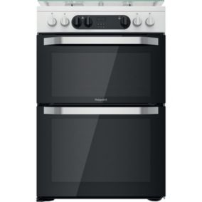 Hotpoint HDM67G9C2CW/UK_BK 60cm Double Electric & gas Cooker with Gas Hob - White