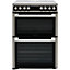 Hotpoint HDM67V8D2CX/UK_BK 60cm Double Electric Cooker with Ceramic Hob - Silver effect
