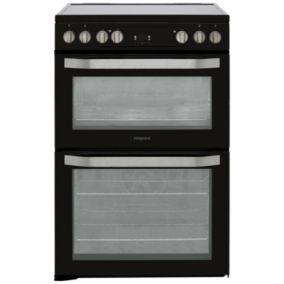 Hotpoint HDM67V9HCB/U_BK 60cm Double Electric Cooker with Ceramic Hob - Black