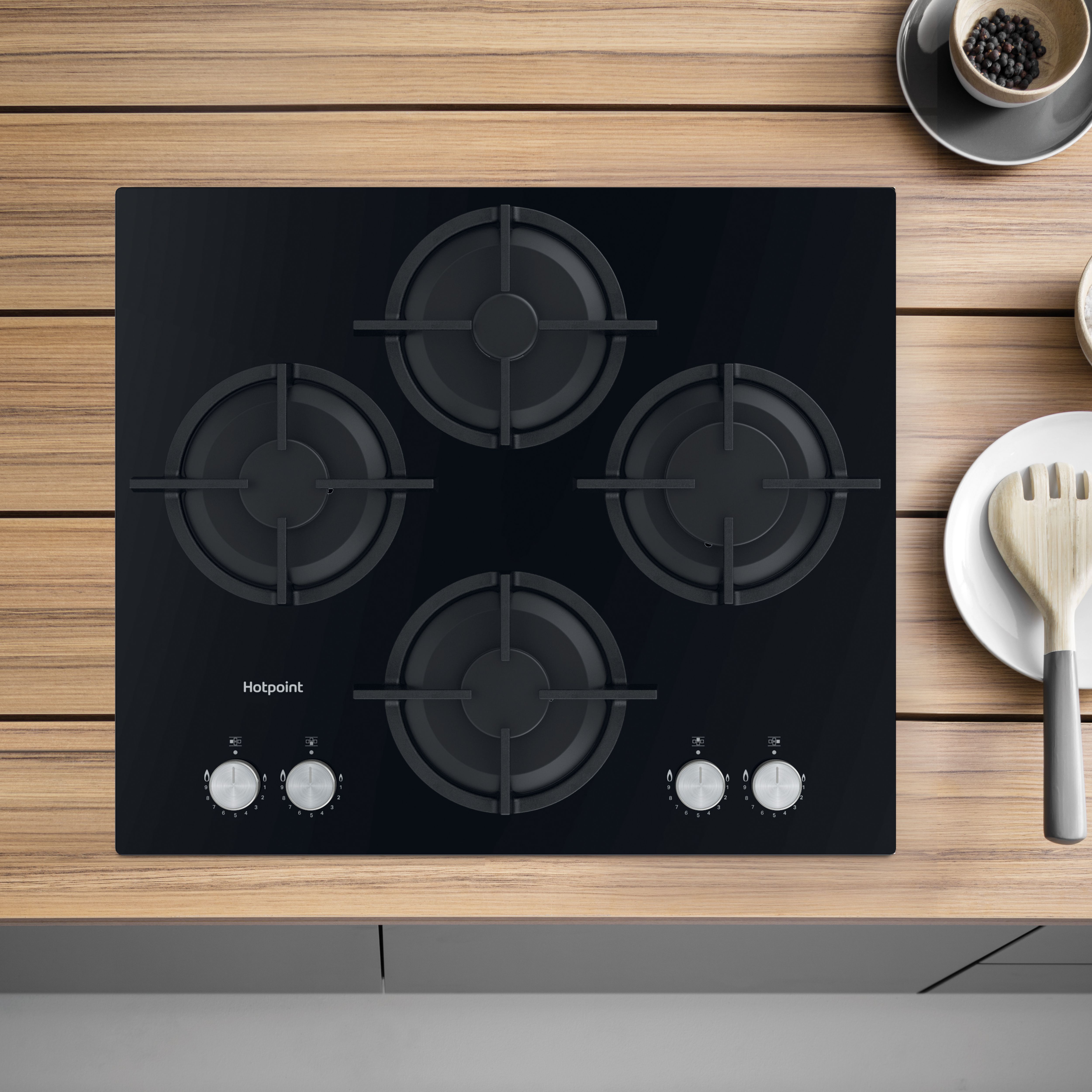 Hotpoint HGS 61S BK 59.6cm Gas Hob - Black