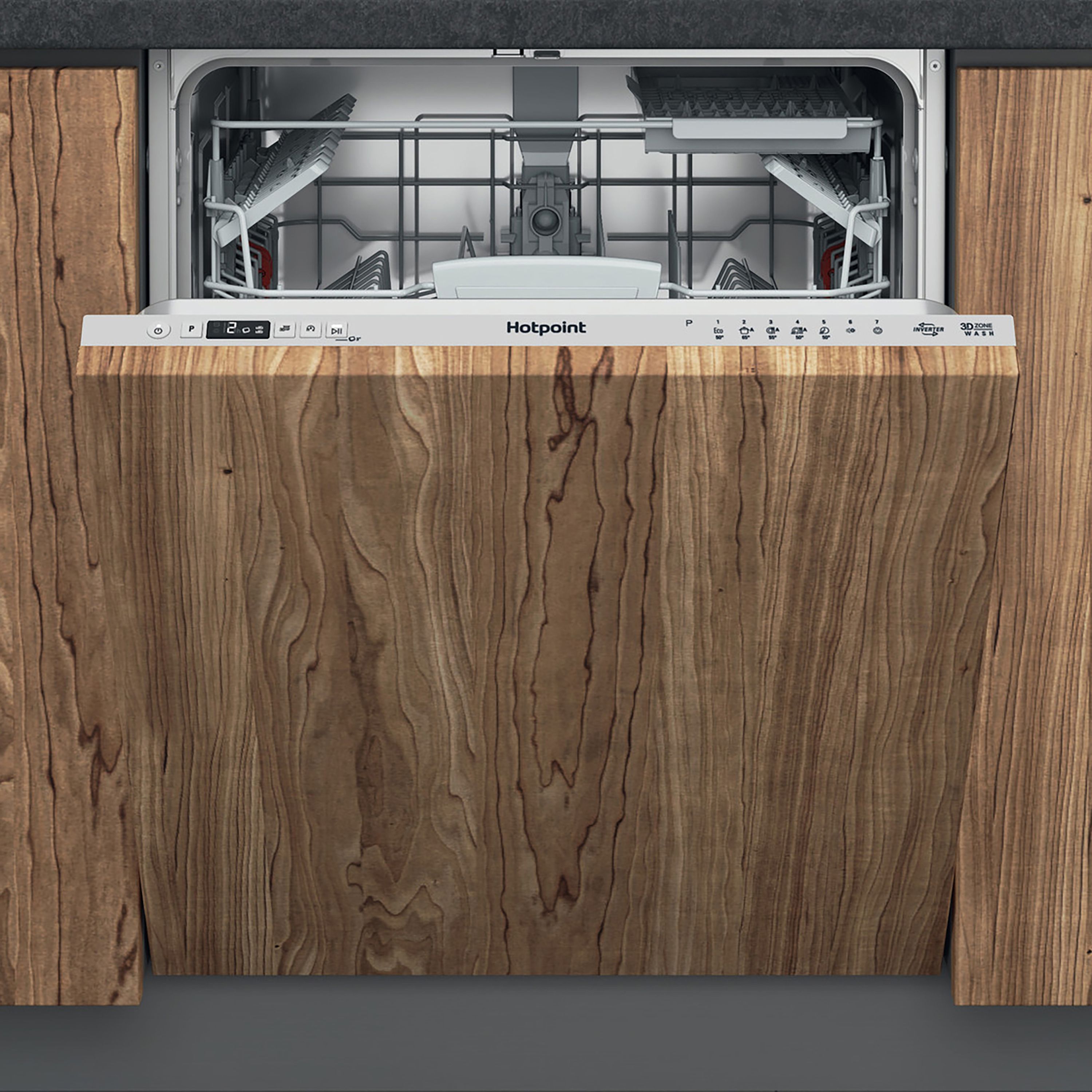 Hotpoint HIC3C33CWEUK_SI Integrated Full size Dishwasher Silver