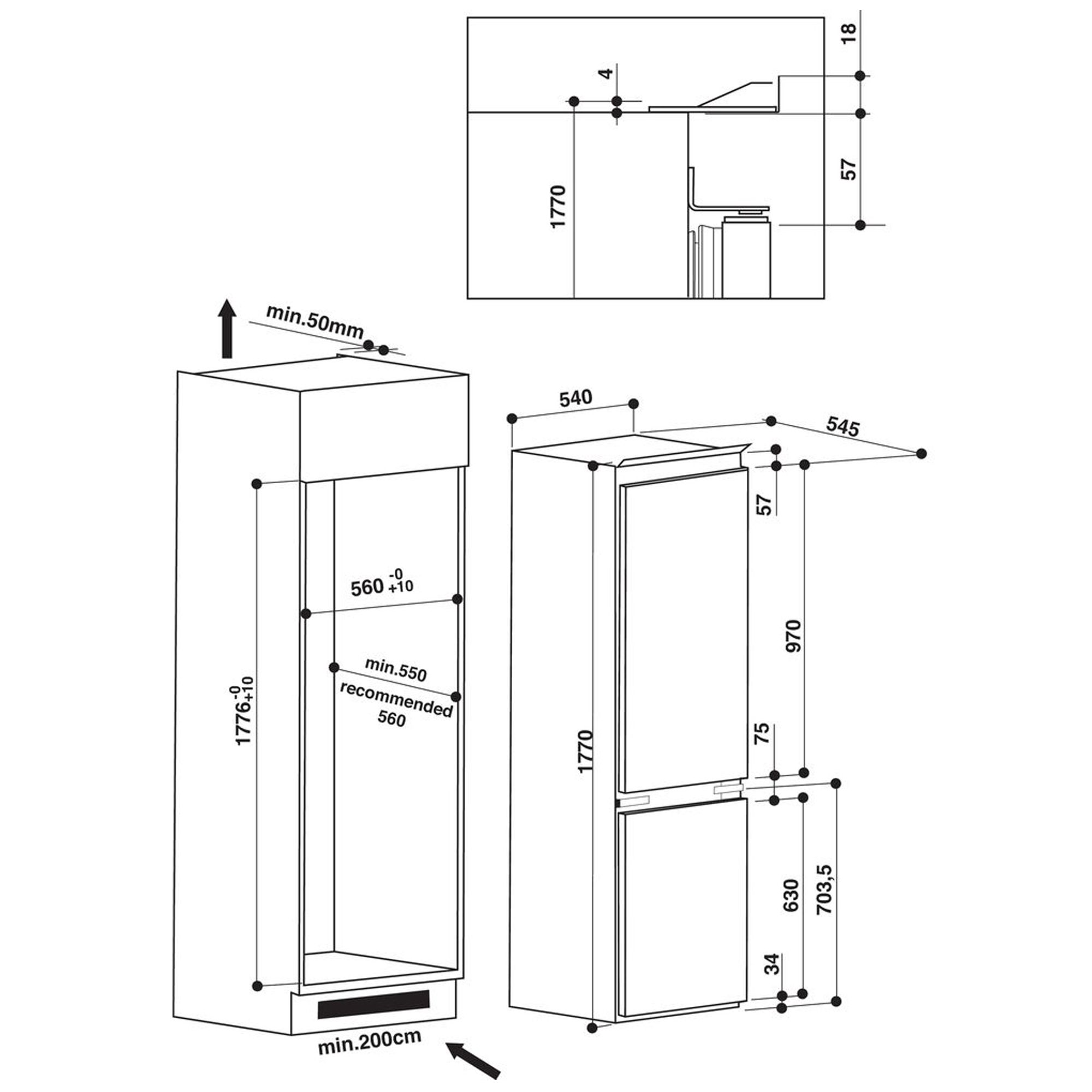 Hotpoint HMCB7030AA 70:30 Defrosting Fridge freezer - White
