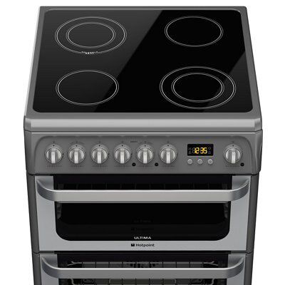 Hotpoint hue61ps 60cm double deals oven electric cooker