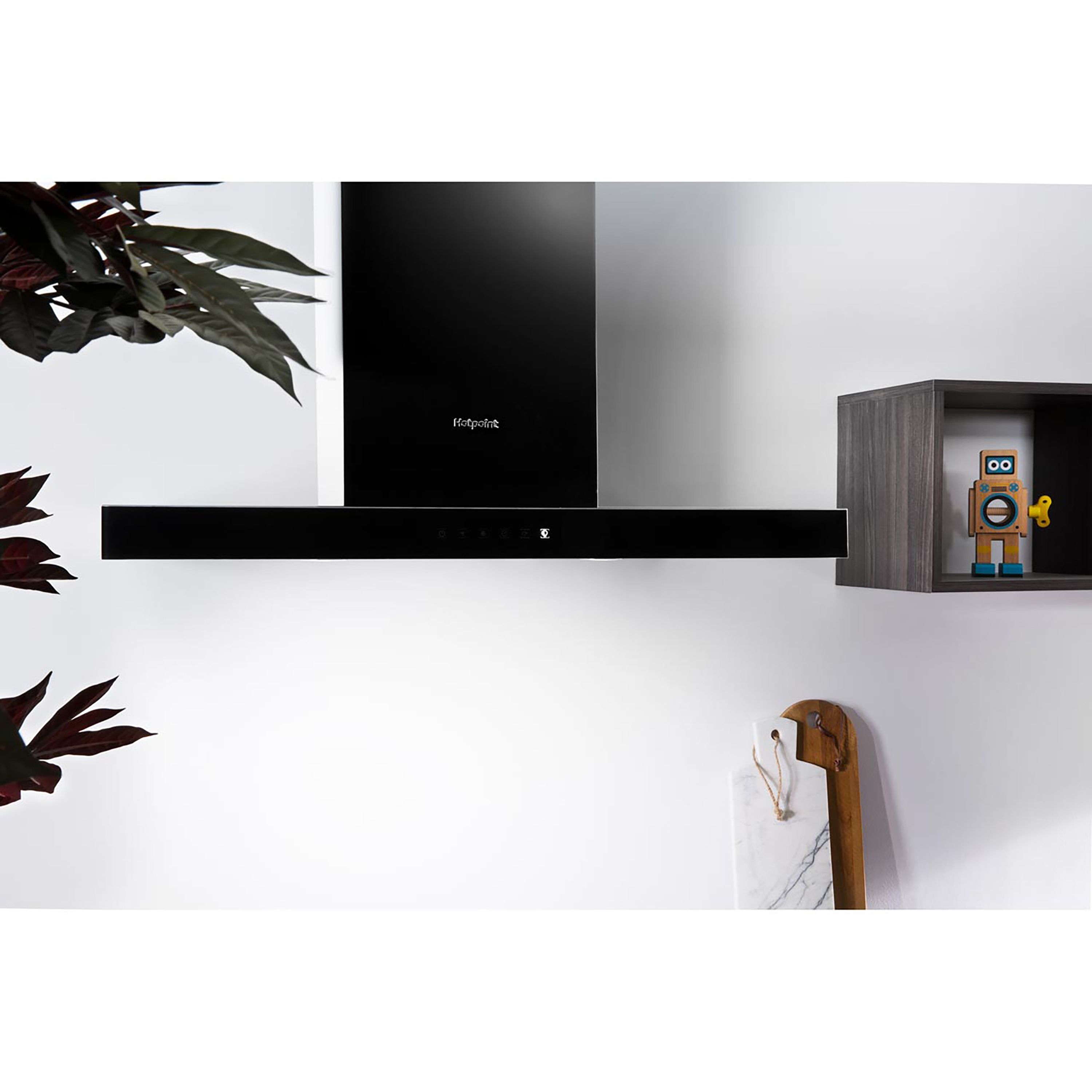 Hotpoint PHBS9.8CLTDK_BK Metal & plastic Chimney Cooker hood (W)89.8cm - Black