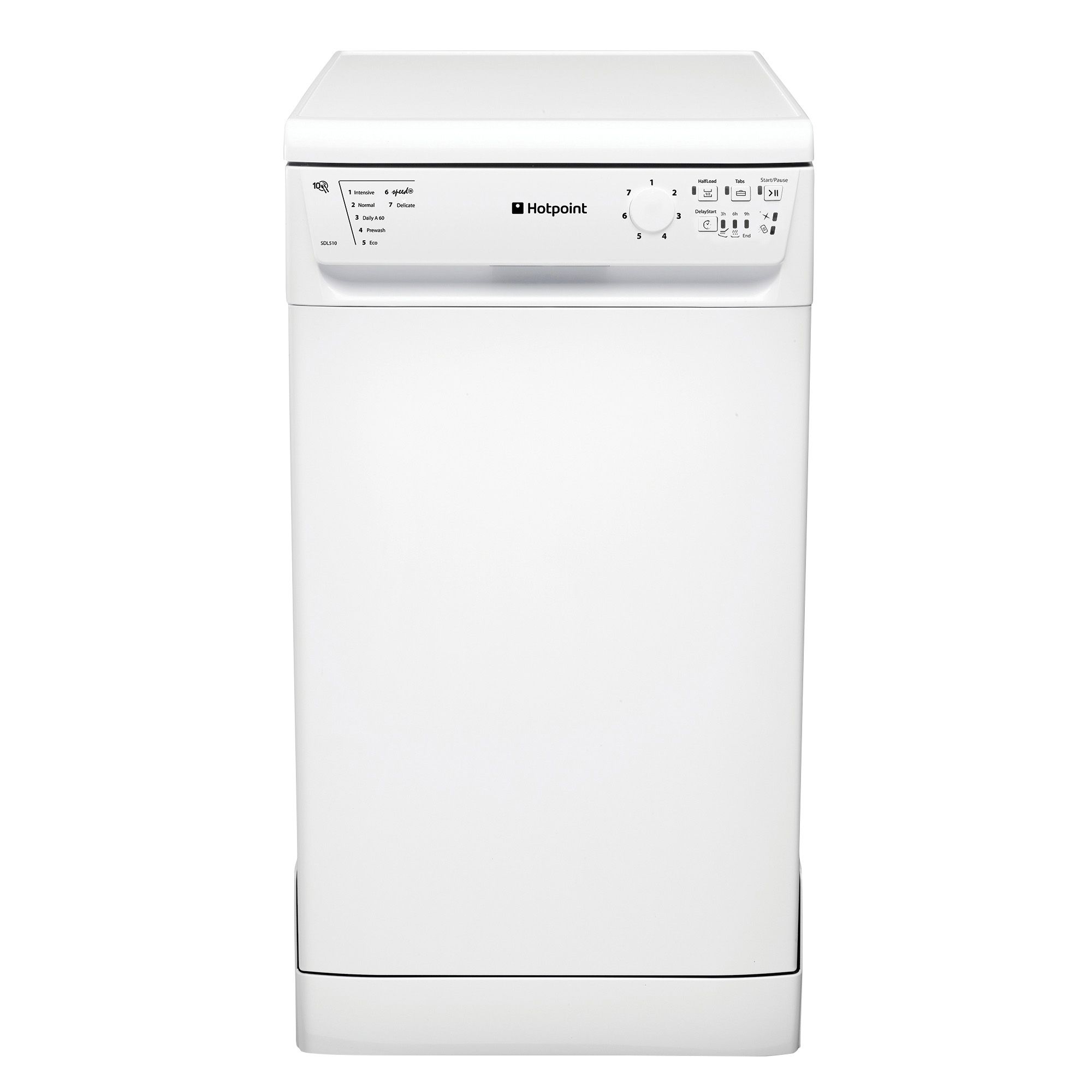 Hotpoint SDL510P Freestanding White Slimline Dishwasher | DIY At B&Q