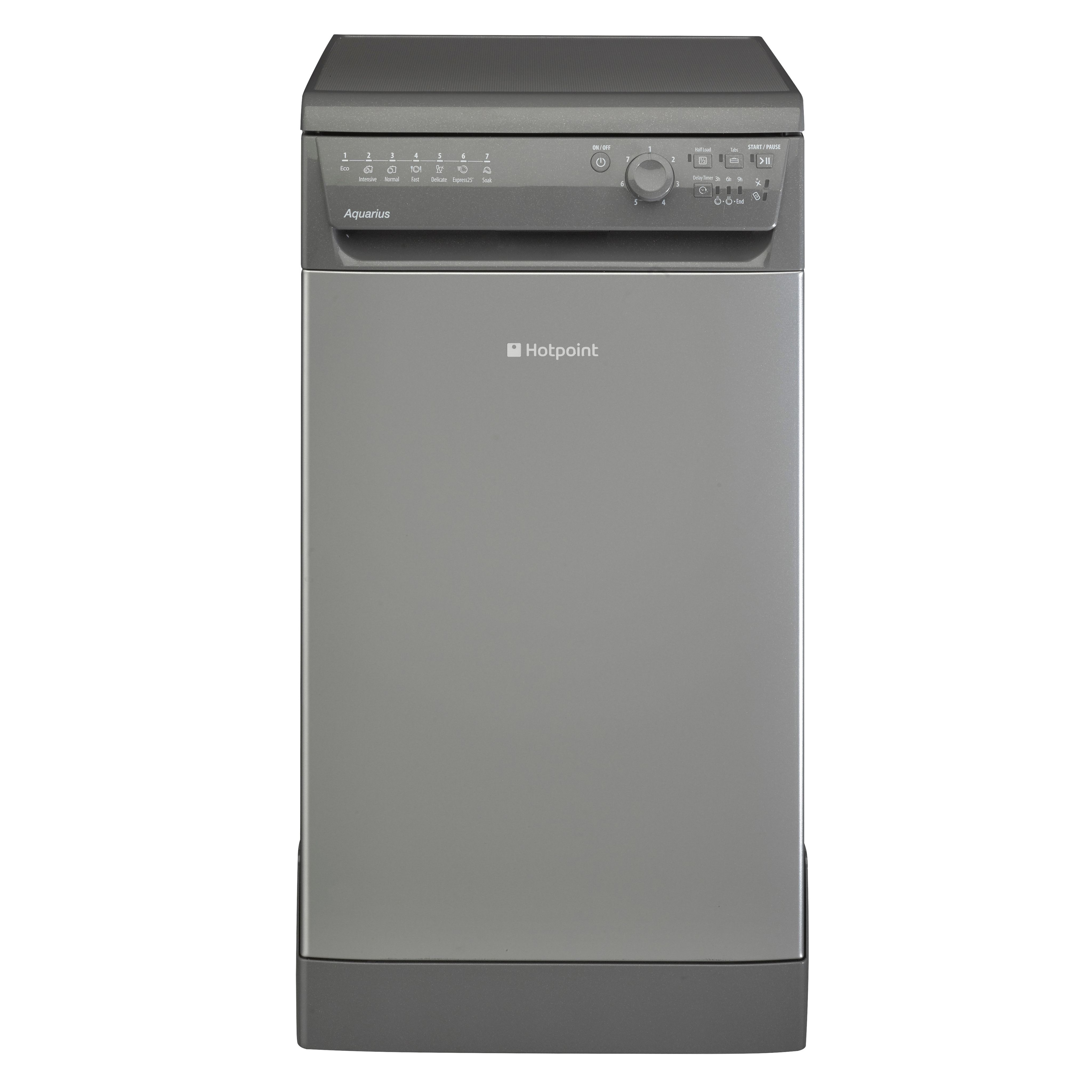 Hotpoint SIAL11010G Freestanding Grey Slimline Dishwasher DIY at B&Q