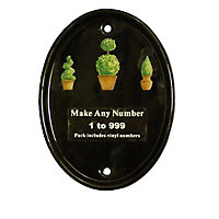 House Nameplate Company Ceramic Non self-adhesive Oval Door number, (H)160mm (W)120mm