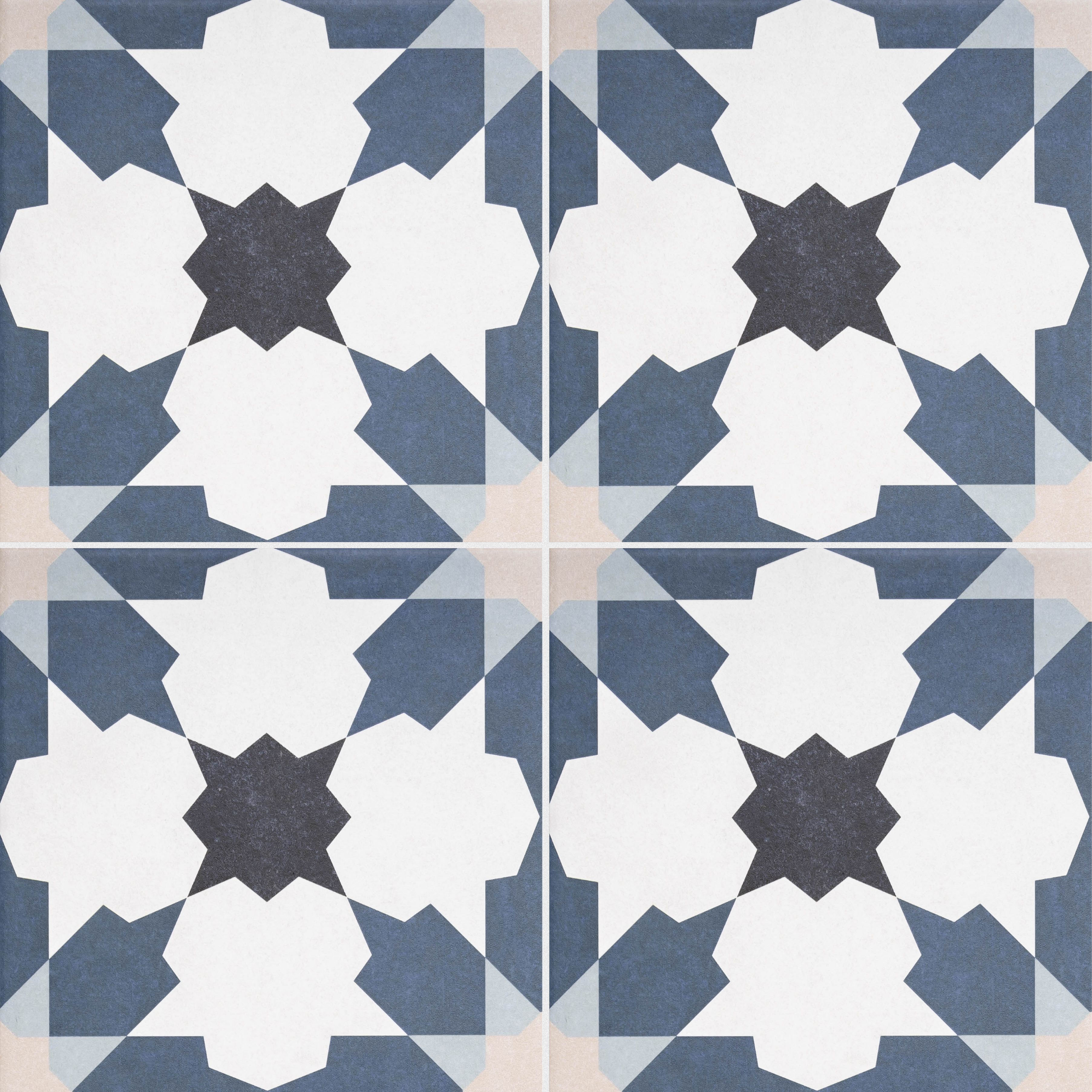 House of Mosaics Bouquet Blue & white Matt Patterned Porcelain Wall ...