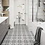 House of Mosaics Dagenham Grey & white Matt Floral Porcelain Indoor & outdoor Wall & floor Tile, Pack of 7, (L)450mm (W)450mm