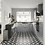 House of Mosaics Etoile Black & white Matt Patterned Distressed effect Porcelain Indoor & outdoor Wall & floor Tile, Pack of 7, (L)450mm (W)450mm