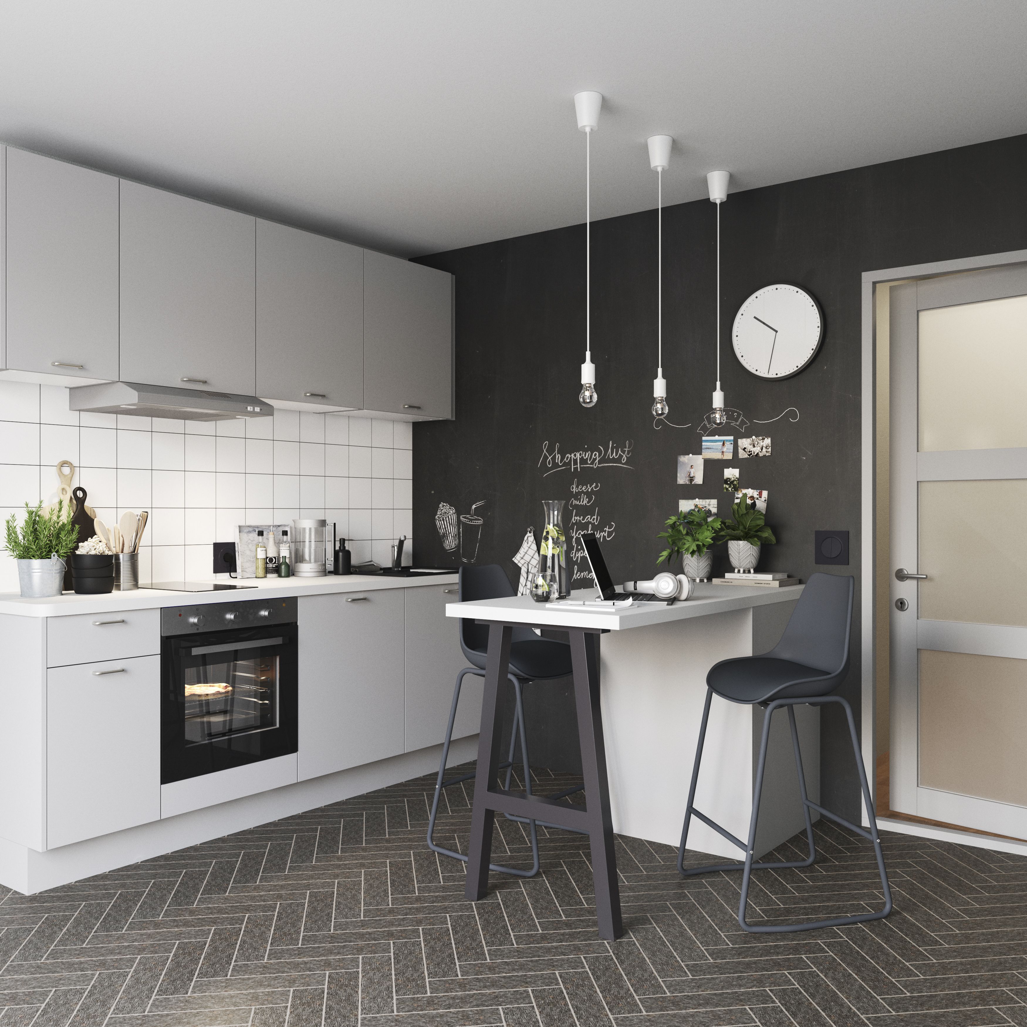 House of Mosaics Herringbone Grey Matt Oak effect Textured Porcelain Indoor Wall & floor Tile Sample