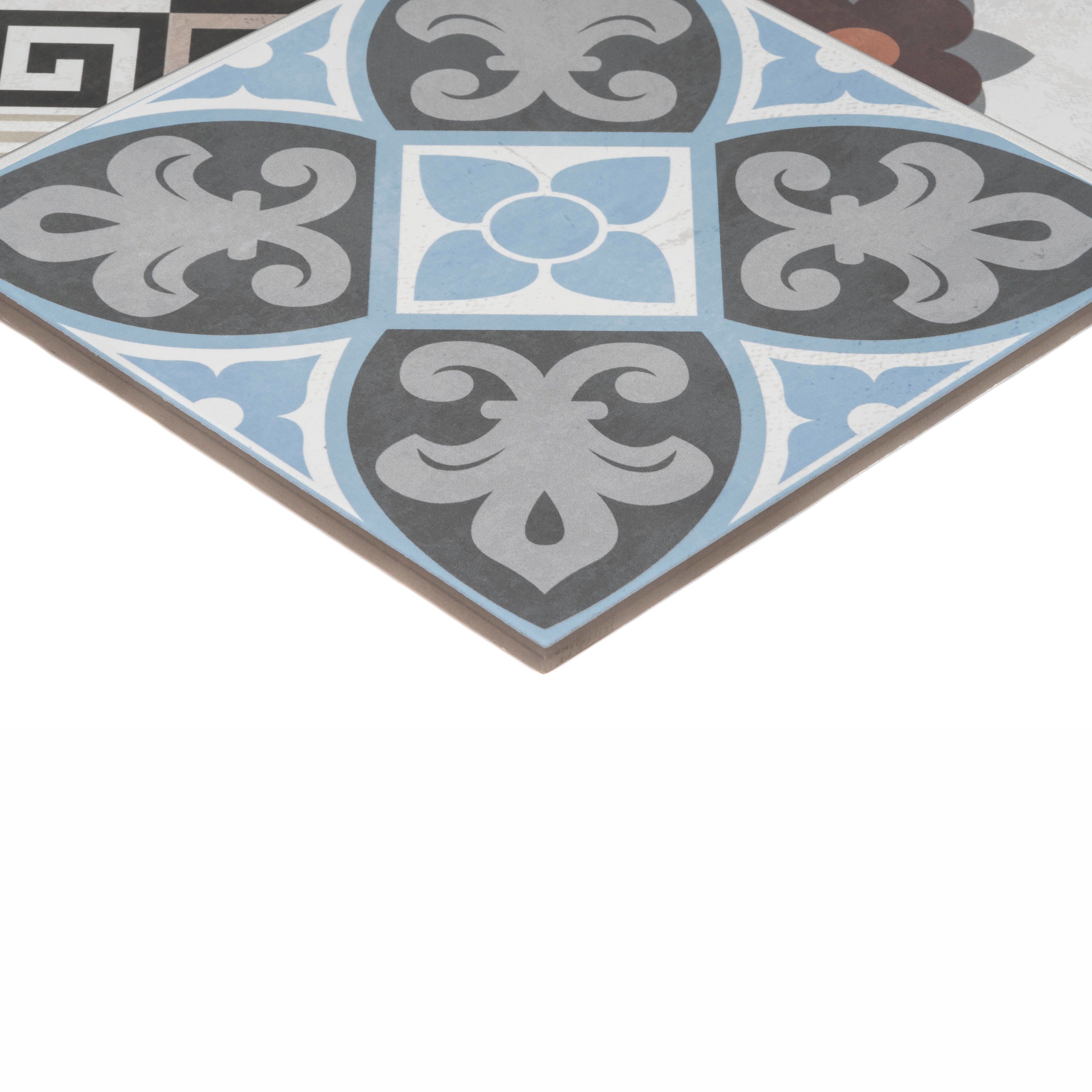 House of Mosaics Loire Multicolour Matt Geometric Porcelain Indoor & outdoor Wall & floor Tile, Pack of 7, (L)450mm (W)450mm