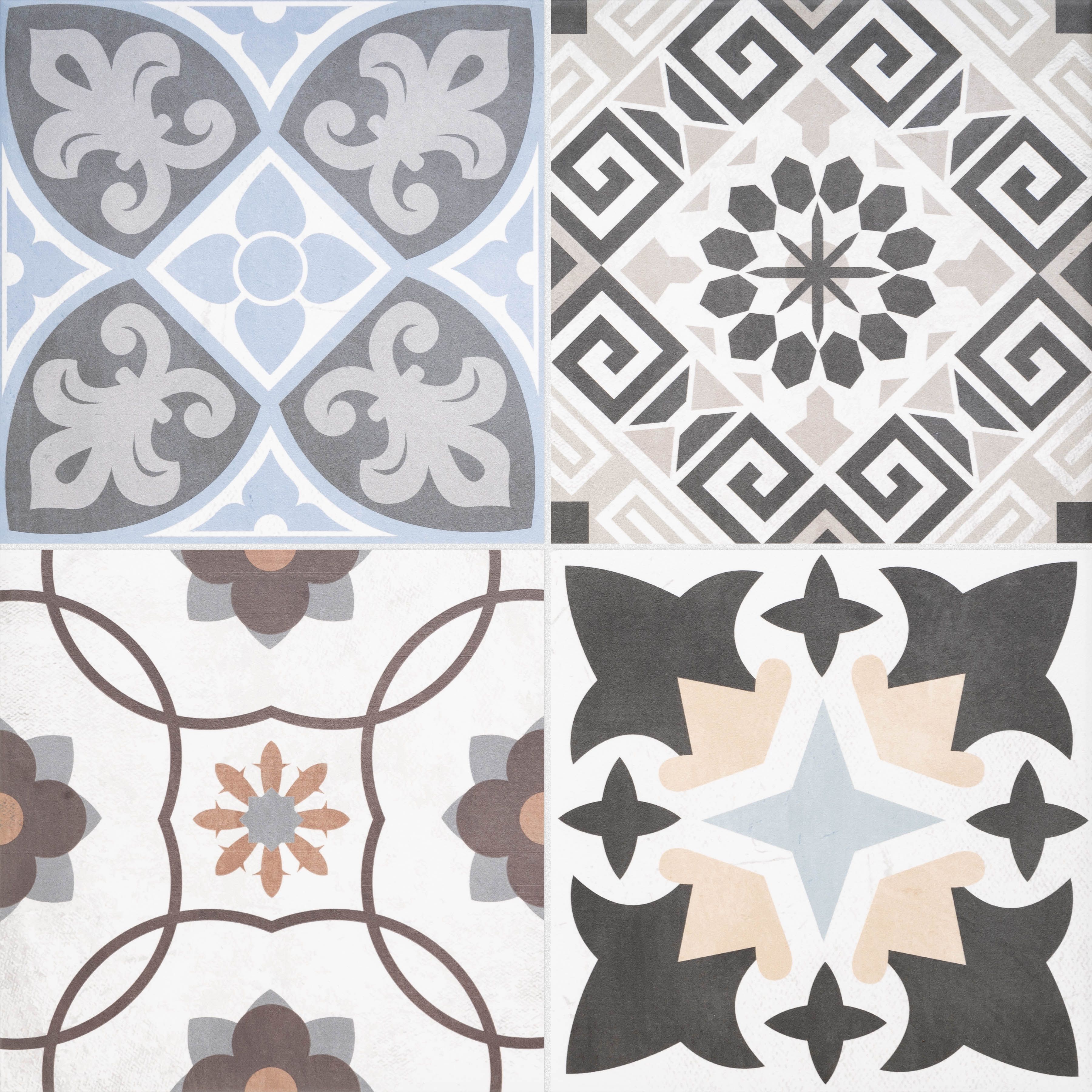 House of Mosaics Loire Multicolour Matt Patterned Porcelain Outdoor Wall & floor Tile Sample