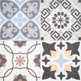 Loire Multicolour Matt Geometric Porcelain Wall & floor Tile, Pack