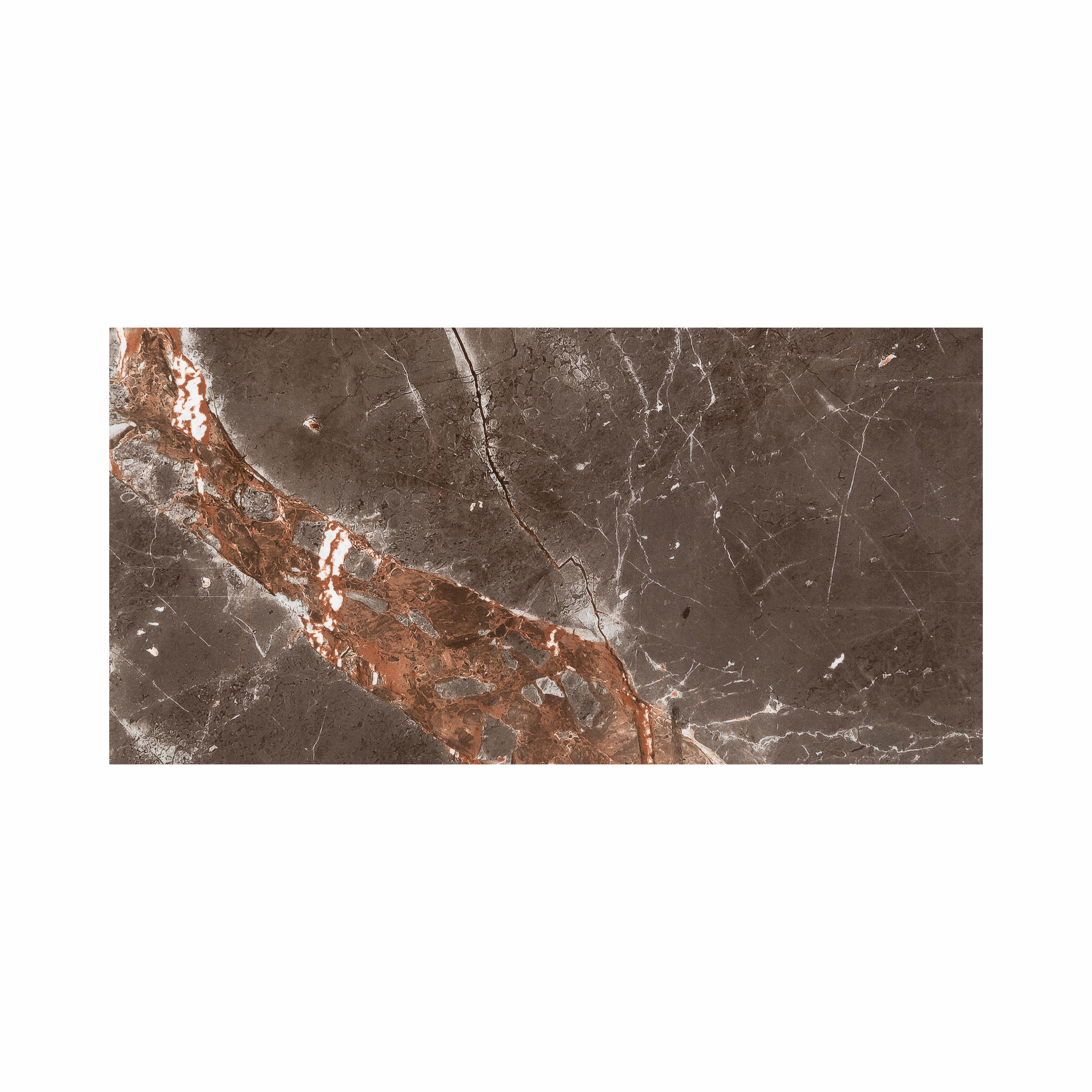 House of Mosaics Opulence Brown Gloss Marble effect Porcelain Indoor ...