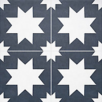 House of Mosaics Rigel Blue Matt Patterned Porcelain Wall & floor Tile Sample
