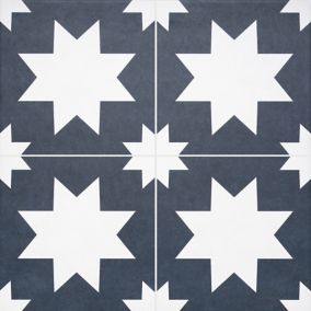 House of Mosaics Rigel Blue Matt Patterned Porcelain Wall & floor Tile Sample