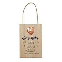 House rules Rose gold effect Plaque (W)160mm (H)240mm