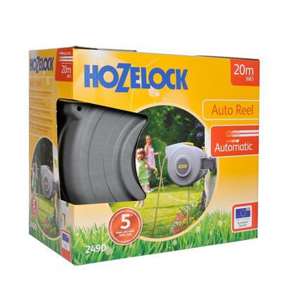 Hozelock Auto Reel Retractable Hose System With 40m Hose  The Auto Reel  smoothly and easily unwinds the hose. You can stop at any point and water.  The reel's mechanism automatically locks