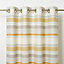 Humber Blue, white & yellow Striped Unlined Eyelet Curtain (W)140cm (L)260cm, Single