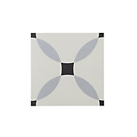 Hydrolic Black & white Matt Calisson Concrete effect Porcelain Wall & floor Tile, Pack of 25, (L)200mm (W)200mm