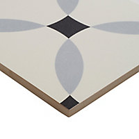 Hydrolic Black & white Matt Calisson Concrete effect Porcelain Wall & floor Tile, Pack of 25, (L)200mm (W)200mm