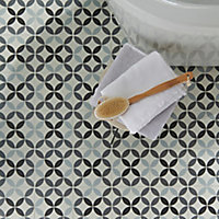 Hydrolic Black & white Matt Circle Porcelain Wall & floor Tile Sample