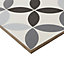 Hydrolic Black & white Matt Circle Porcelain Wall & floor Tile Sample