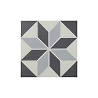 Hydrolic Black & white Matt Star Concrete effect Porcelain Floor Tile Sample