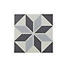Hydrolic Black & white Matt Star Concrete effect Porcelain Floor Tile Sample
