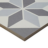 Hydrolic Black & white Matt Star Porcelain Wall & floor Tile, Pack of 25, (L)200mm (W)200mm