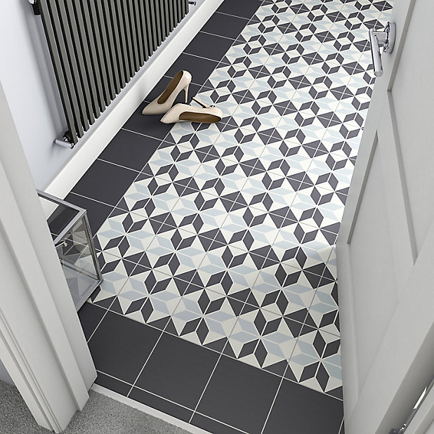 Hydrolic Black White Matt Star, Black And White Victorian Floor Tiles Hallway