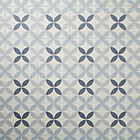 Hydrolic Blue Matt Circle Porcelain Wall & floor Tile, Pack of 25, (L)200mm (W)200mm