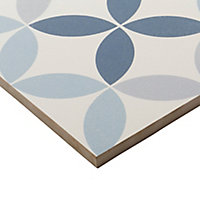 Hydrolic Blue Matt Circle Porcelain Wall & floor Tile, Pack of 25, (L)200mm (W)200mm
