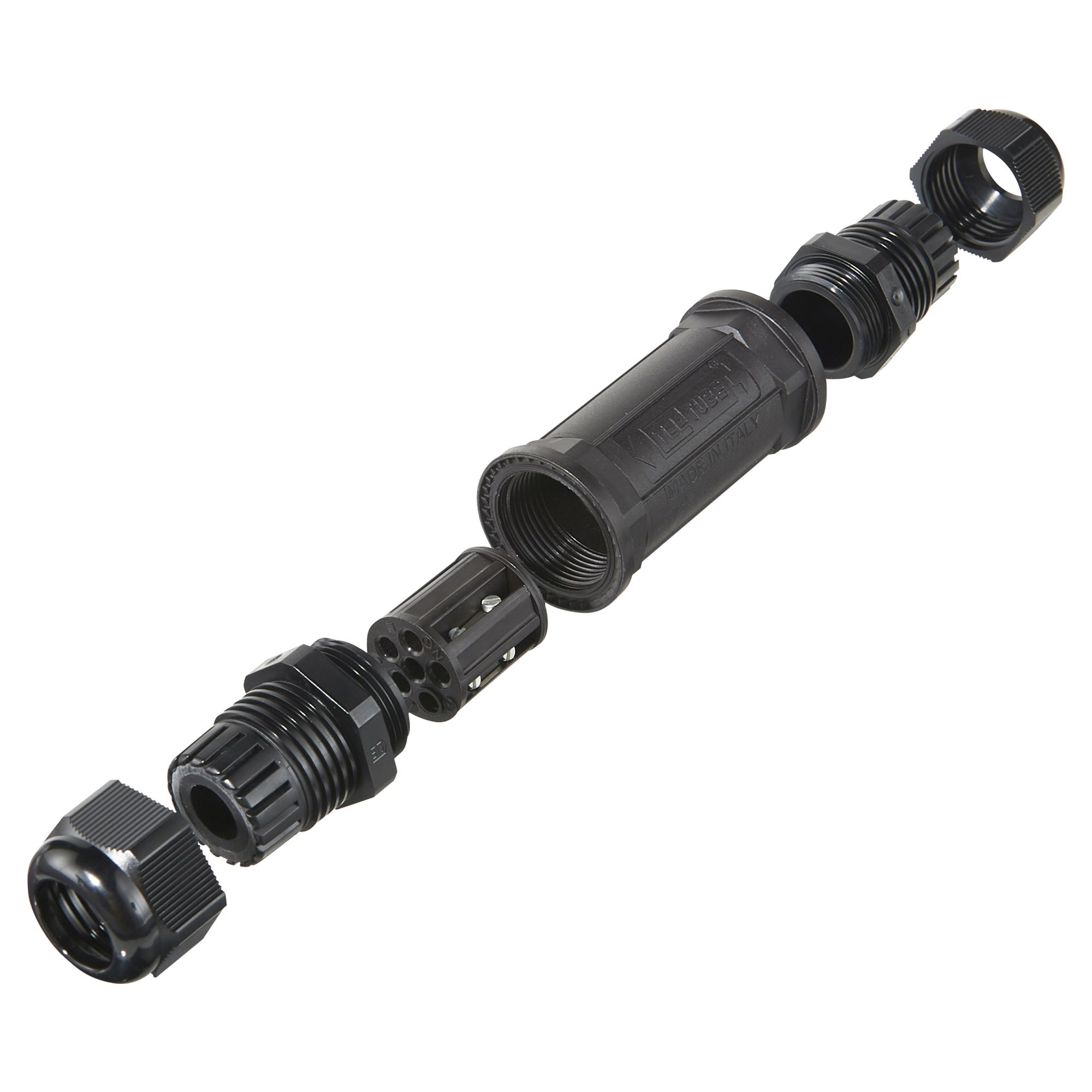 Hylec Tee tube Black 32A In-line cable joint