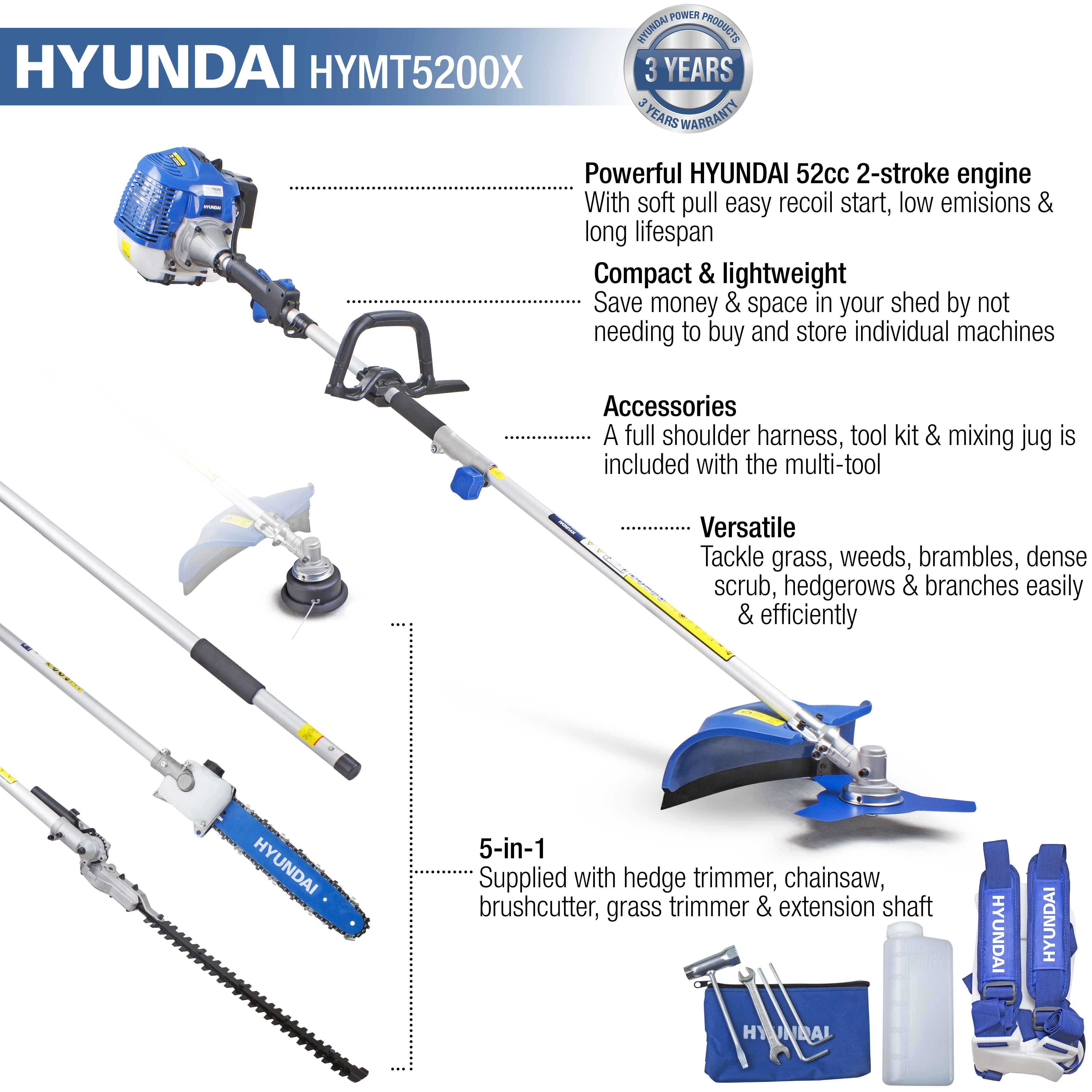 Hyundai 52cc Petrol Garden multi-tool