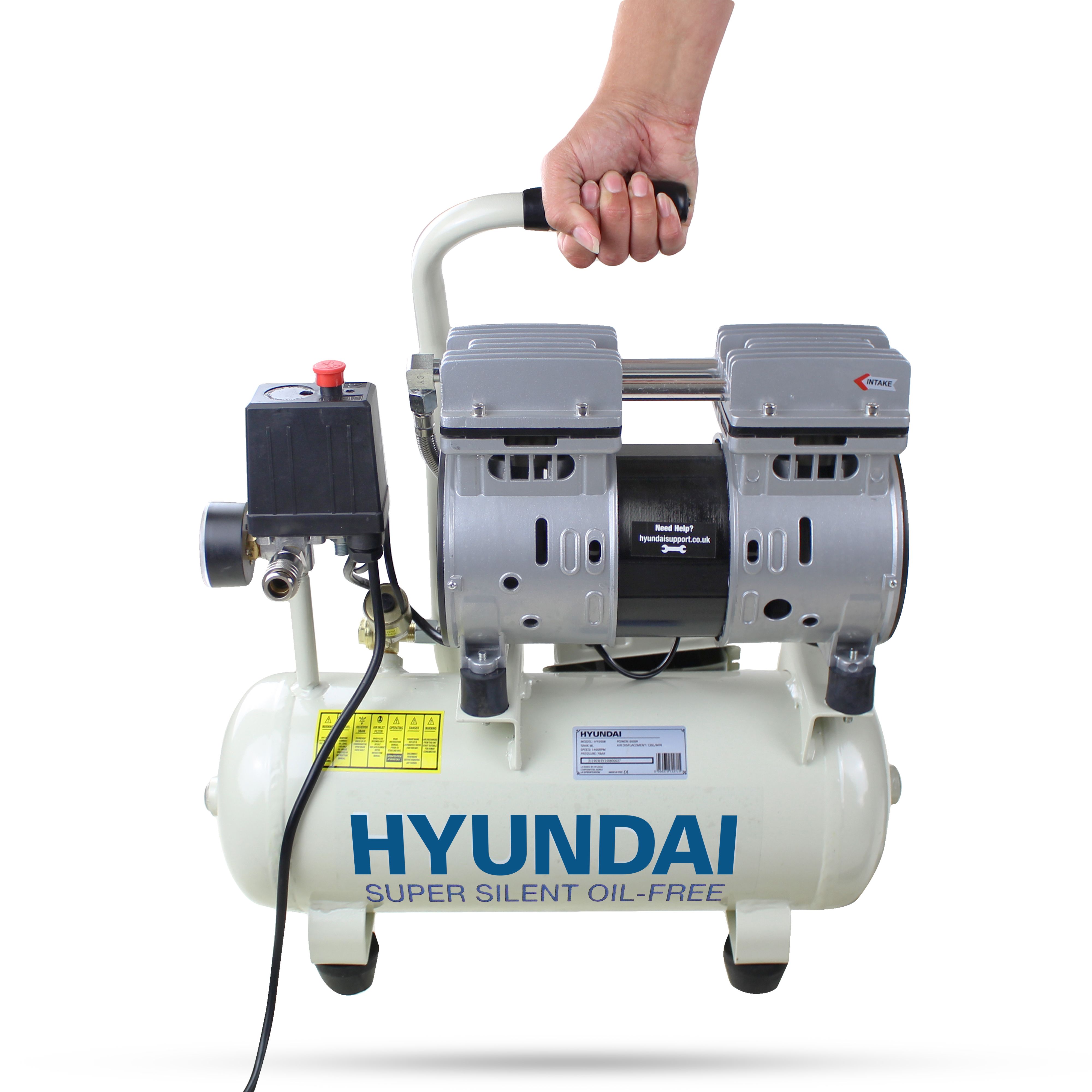 Hyundai Silent 230V 8L Corded Compressor HY5508
